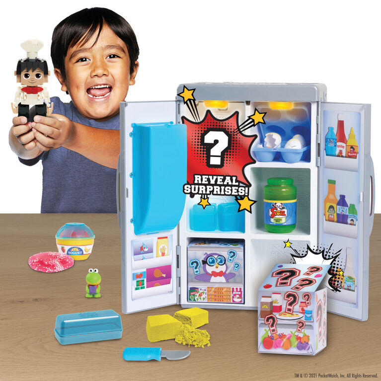Ryan's World Chef Ryan's Fridge Surprise, Lights and Sounds, Dry Erase Board and Play Food Inspired Blind Containers of Figures, Ooze, and More!
