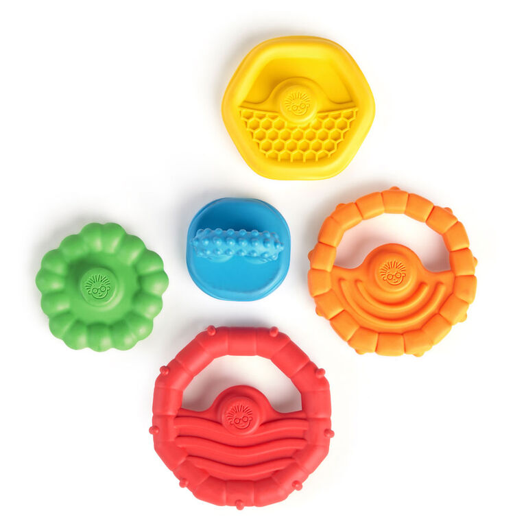 Stack & Teethe Multi-Textured Easy-to-Grasp 5-Piece Teether Toy Set