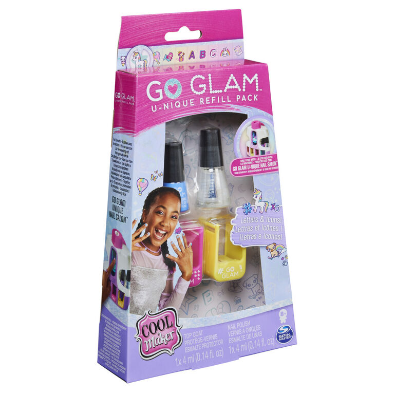 Cool Maker, GO GLAM Refill Pack avec 2 cartouches de motifs et du vernis à  ongles à utiliser avec la machine à ongles du U-nique Nail Salon