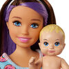 Barbie Babysitting Playset with Skipper Doll, Color-Change Baby Doll, High Chair, Crib and Themed Accessories