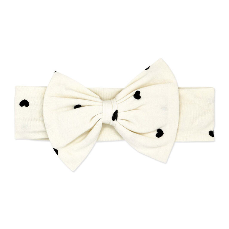 Baby Mode 3 Piece Legging and Headband Set: Cream Heart 9M