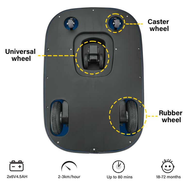 Voltz Toys Bumper Car Rectangular 360 Rotation with Remote, Blue
