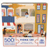 Spin Master Puzzles, Weekday in Town Jigsaw Puzzle 500 Pieces by Artist Fiona Lee with Wall Decor Poster