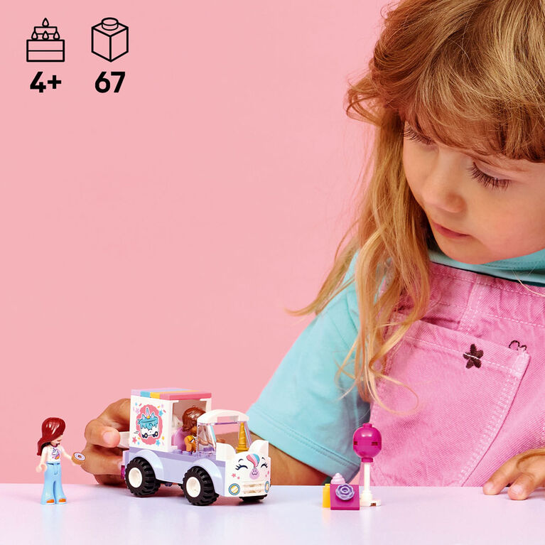 LEGO Friends La Voiture de Livraison de G&acirc;teaux Licorne - Ensemble de Construction avec 2 Minipoup&eacute;es et un G&acirc;teau - 42675