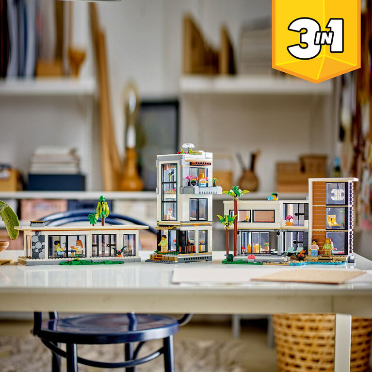 LEGO Creator 3in1 Modern House for Kids to Rebuild into a 3-Story City Building or Forest Cabin 31153