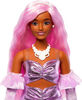 Barbie Deluxe Style Doll #1 in Glossy Pink Barbiecore Dress with Velvet Gloves, Pink Hair