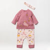 Home Grown Baby 3 Piece Jogger Set: Dusty Pink Woodland 