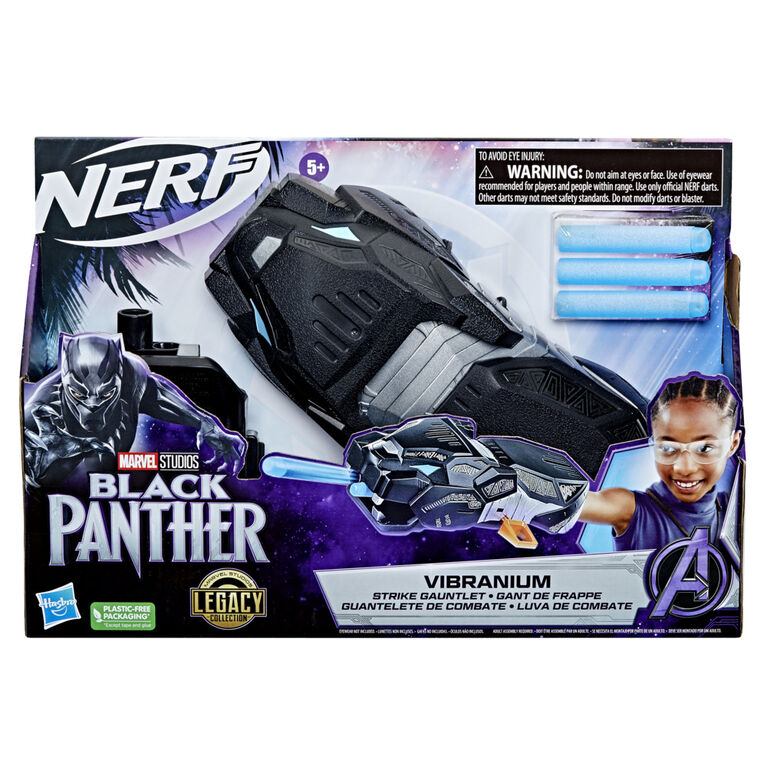 Marvel Black Panther, Gant Vibranium Nerf avec 3 fléchettes Nerf