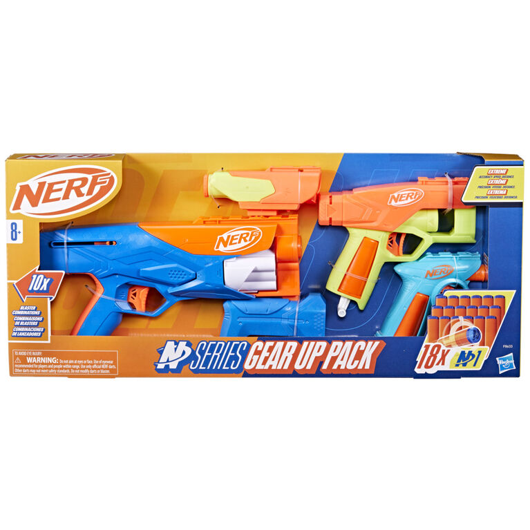 Nerf N Series Gear Up Pack, 3x Blasters, 18 Nerf N1 Darts Compatible Only with Nerf N Series Blasters - R Exclusive