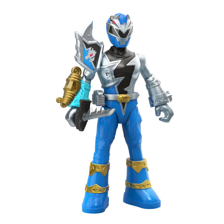 Power Rangers Dino Fury Battle Attackers, Blue Ranger et Shockhorn, 2 figurines avec de coup de pied et accessoire