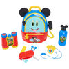 Disney Junior Mickey Mouse Funhouse Adventures Backpack, 5 Piece Pretend Play Set with Lights and Sounds Accessories