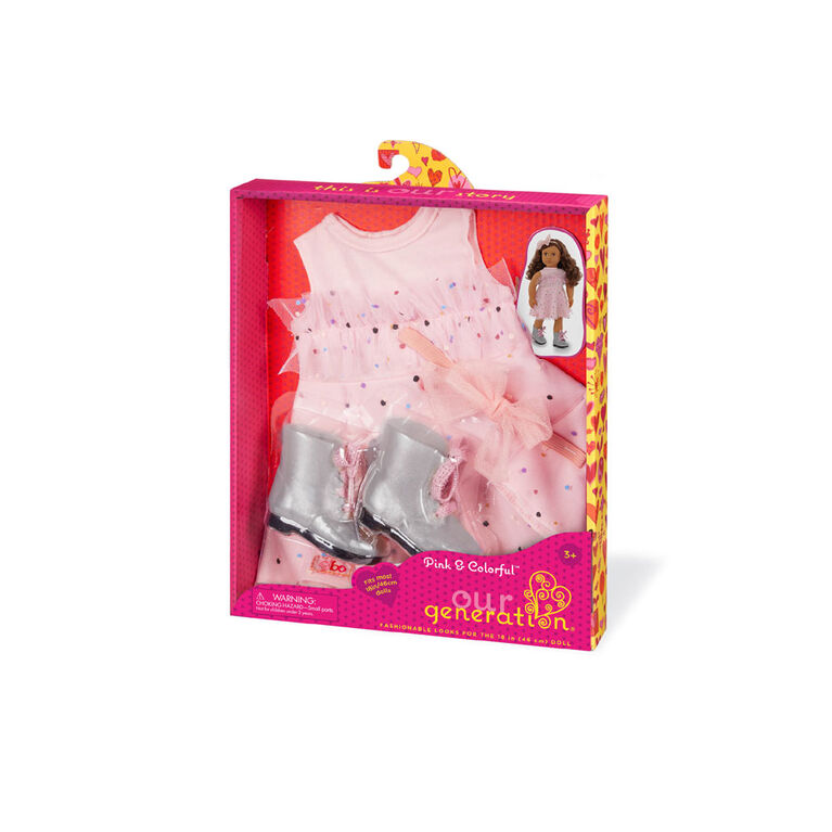 Our Generation Pink & Colorful Confetti-Print Dress Outfit for 18-inch Dolls