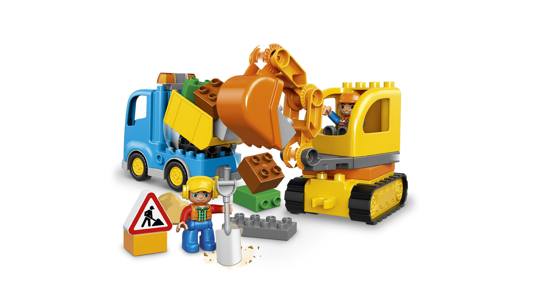 lego duplo truck and tracked excavator