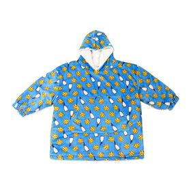 Jesse & Lulu Lounge Oversized Hooded Blanket: Blue Milk& Coookie S/M
