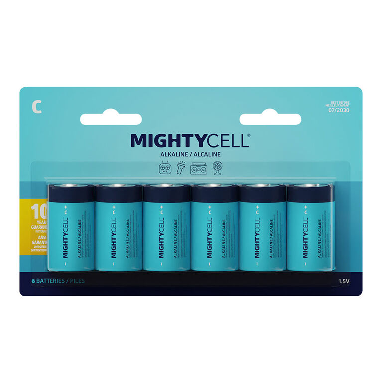 MightyCell 6 Pack C Alkaline Batteries