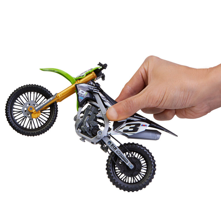 Supercross, authentique réplique de moto en métal moulé à l'échelle 1:10 avec figurine du motocycliste Eli Tomac et socle d'exposition