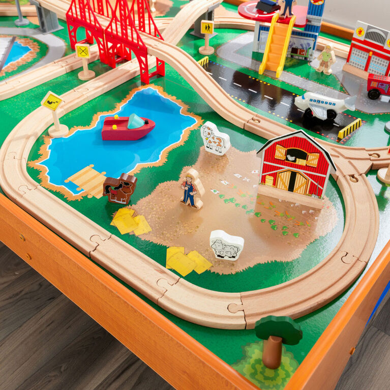 KidKraft - Table et coffret train Un tour en ville