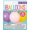 12" Latex Balloons, 10 pieces - Assorted Pastel
