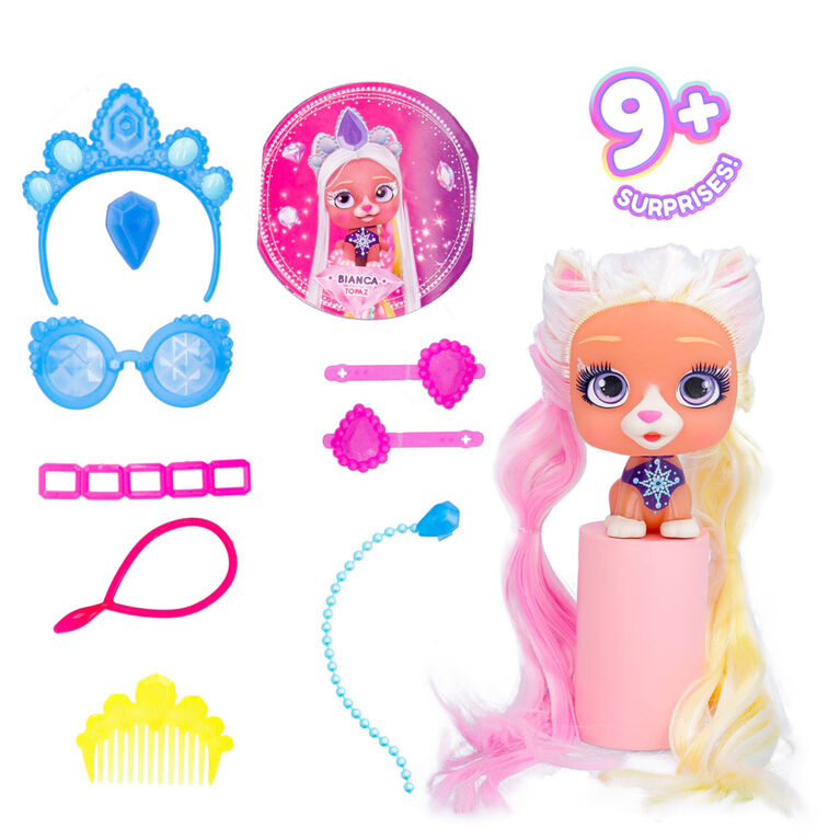 VIP Pets - Série Glam Gems - Comprend 1 poupée VIP Pets, 9 surprises, 6 accessoires pour la coiffure | Filles et garçons et à partir de 3 ans