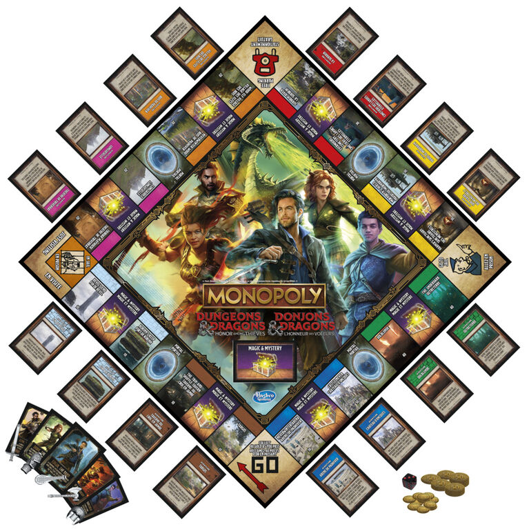 Jeu Monopoly Donjons and Dragons : L'honneur des voleurs, inspiré du film, jeu de plateau DandD pour 2 à 5 joueurs