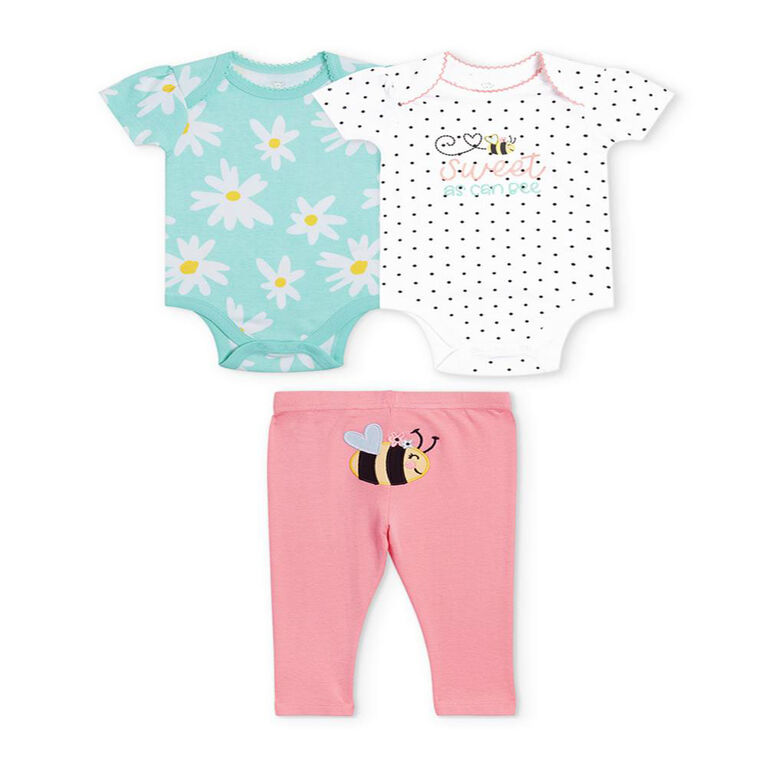 Koala Baby 3 Piece Bodysuit & Jogger Set, Peony