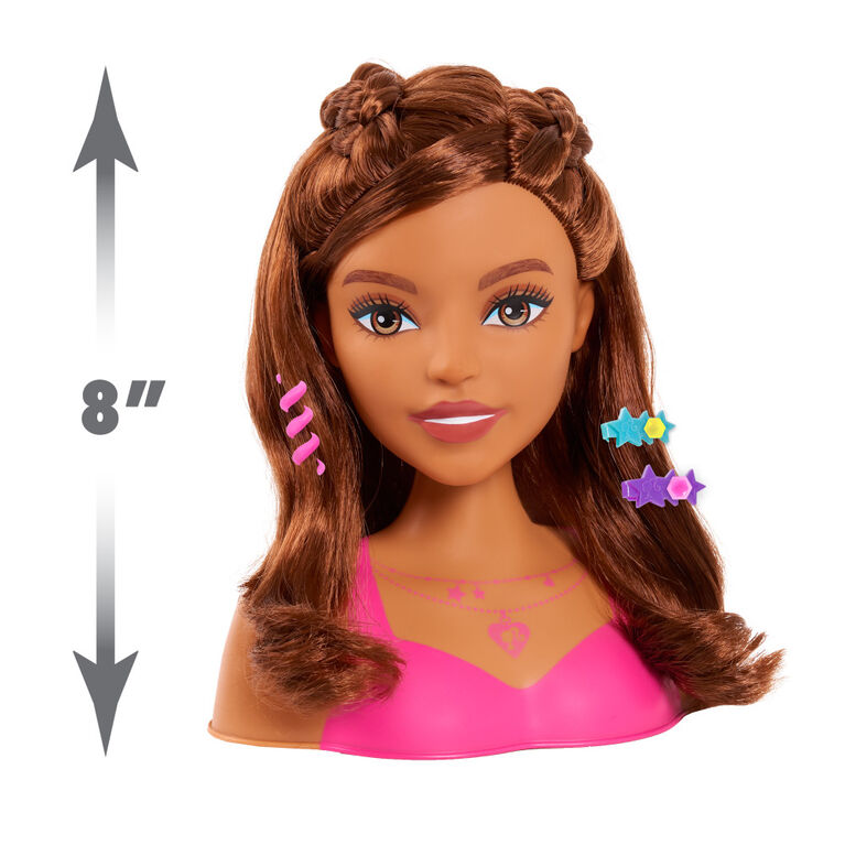 Tête de Coiffure Barbie Fashionistas De 20 cm (8 pouces), Cheveux Bruns, 20 Eléments Avec Accessoires De Coiffure, Coiffure Pour Enfants - Notre exclusivité