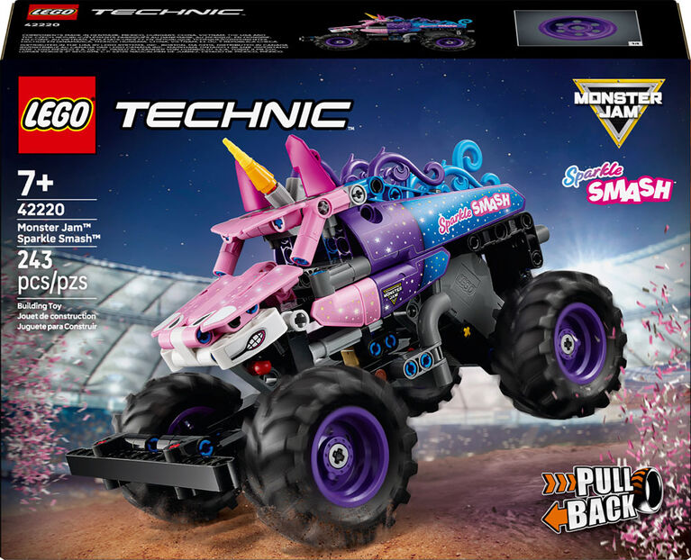 LEGO Technic Monster Jam Sparkle Smash Pull-Back Truck Toy for Boys, Girls, & Kids, Ages 7+ - 42220