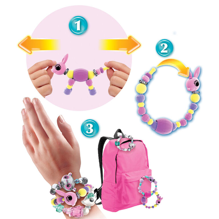 Twisty Petz - Pack de 3 - Bijoux pour enfants à collectionner Glitzy Panda, Fluffles Bunny et animal surprise