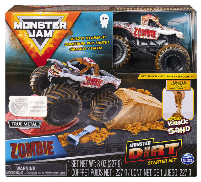 Monster Jam, Zombie Monster Dirt Starter Set, Featuring 8oz of Monster Dirt and Official 1:64 Scale Die-Cast Monster Jam Truck