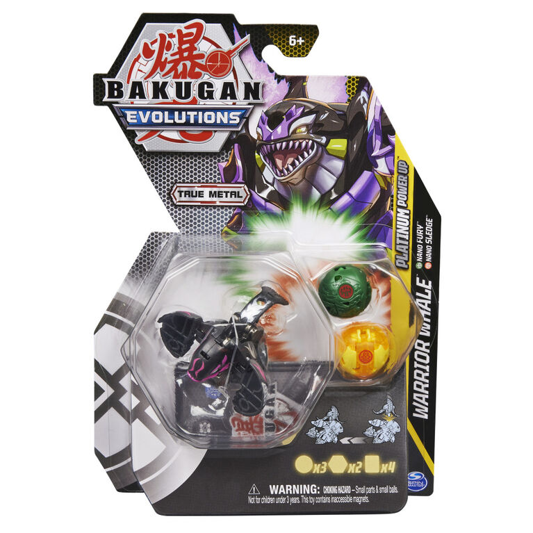 Bakugan Evolutions, Warrior Whale with Nano Fury and Sledge Platinum Power Up Pack