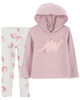 Ensemble 2 pièces haut à capuchon à imprimé de dinosaure et legging mauve Carter’s 9M