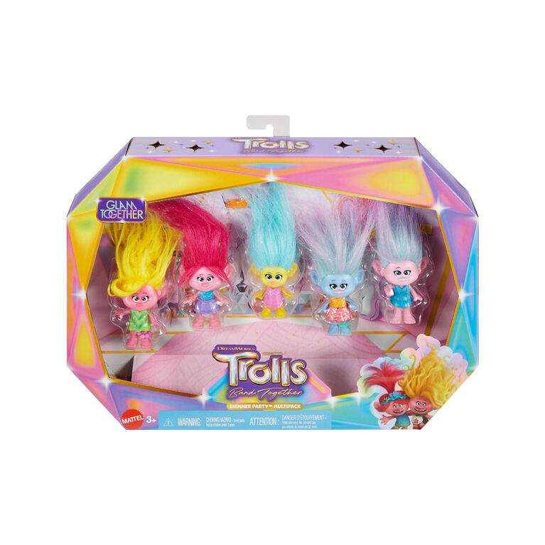 DreamWorks Trolls Band Together Shimmer Party Multipack with 5 Small Dolls  and 2 Hair Accessories