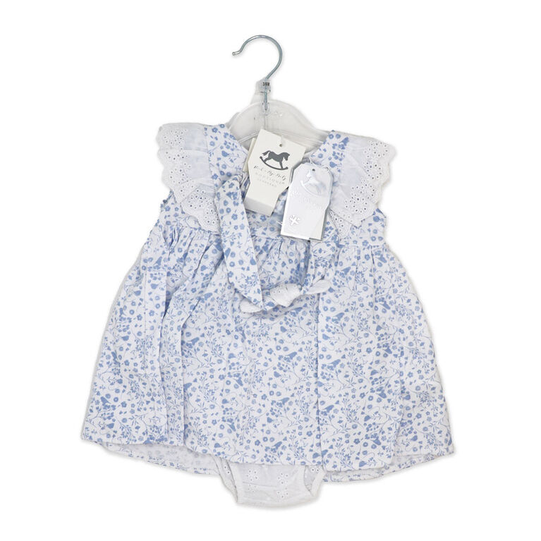 Rock a Bye Baby  Blue 3 Piece   Eyelet Dress 9-12M