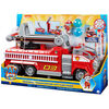 PAW Patrol, Transforming City Firetruck de Marcus tiré du film, avec échelle télescopique, effets sonores et lumineux et figurine articulée à collectionner