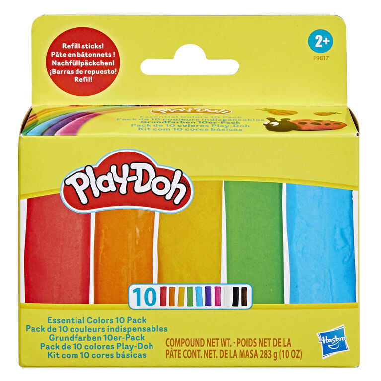 Play-Doh Essential Colors 10 Pack of Refill Sticks for Kids Arts and Crafts