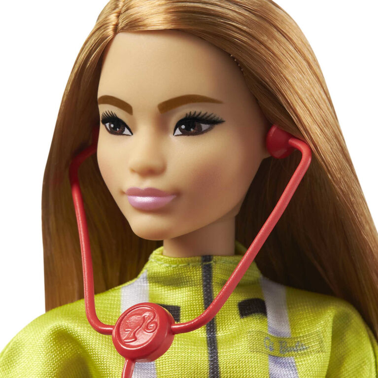 ​Barbie Paramedic Doll, Petite Brunette (12-in/30.40-cm), Role-play Clothing and Accessories
