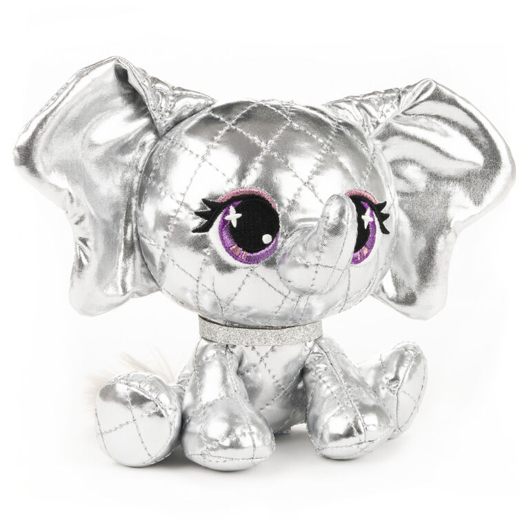 P.Lushes Designer Fashion Pets Ella L'Phante Elephant Limited Edition Premium Stuffed Animal Soft Plush with Glitter Sparkle, Silver, 6"