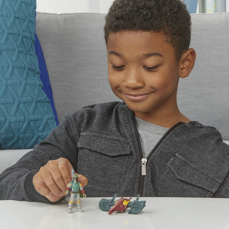 Star Wars Mission Fleet, Boba Fett Capture in the Clouds, classe équipement, figurine de 6 cm avec véhicule
