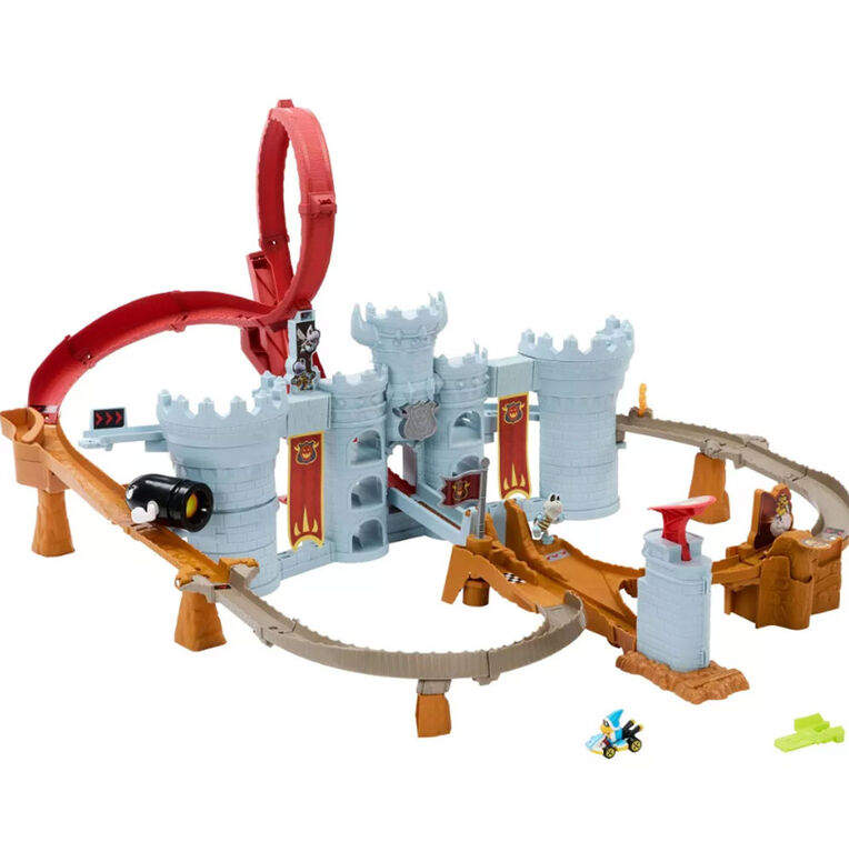 Hot Wheels Mario Kart Bowser's Castle Track Set with 1:64 Scale Die-Cast Kamek Toy Vehicle & Storage