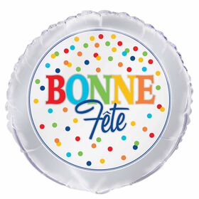 Ballon aluminium rond, 18 " - Polka Dot Bonne Fete - Édition française