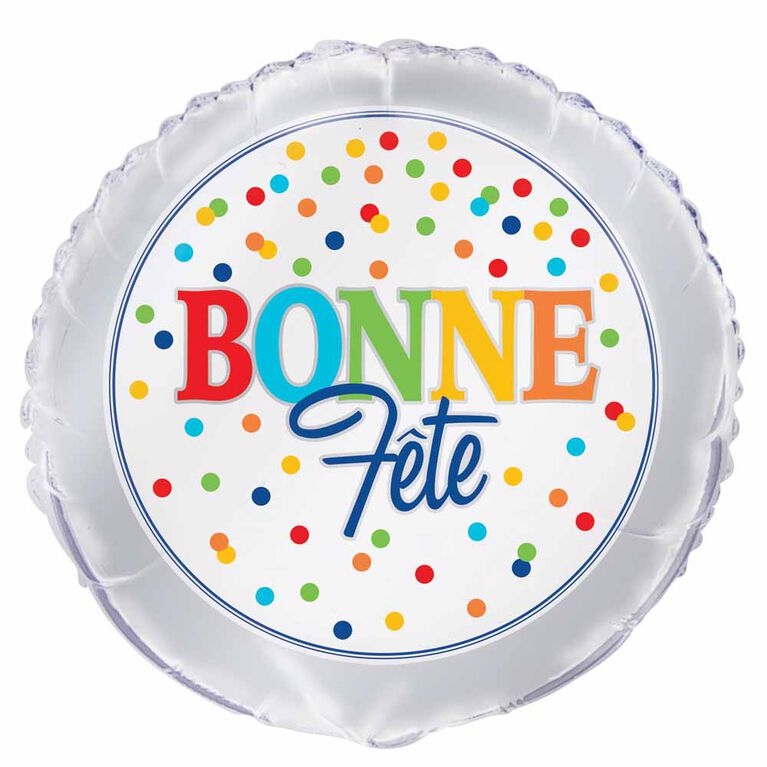 Ballon aluminium rond, 18 " - Polka Dot Bonne Fete - Édition française