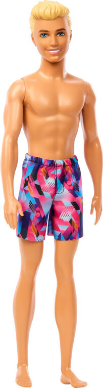 Beach Ken Doll with Blond Hair Wearing Purple Swimsuit