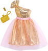 Barbie - Vêtements - Tenue au look complet - Robe de fête dorée et rose