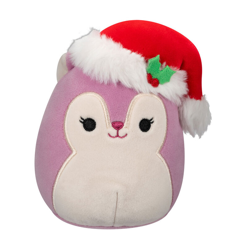 Squishmallows 5" - Allina the Plum Squirrel with Santa Hat