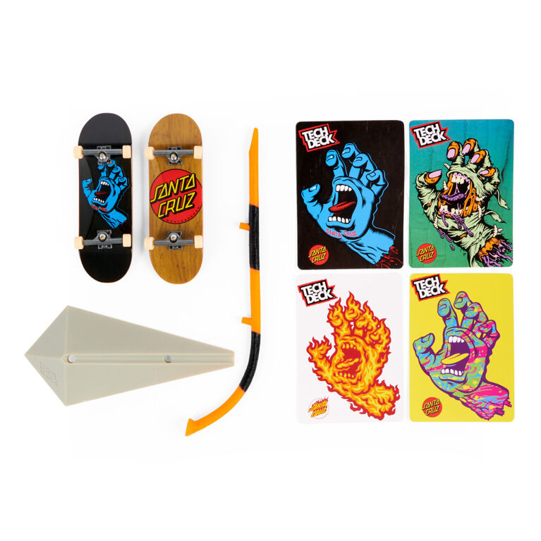 Tech Deck, Santa Cruz Skateboards Versus Series, Collectible Fingerboard 2-Pack and Obstacle Set