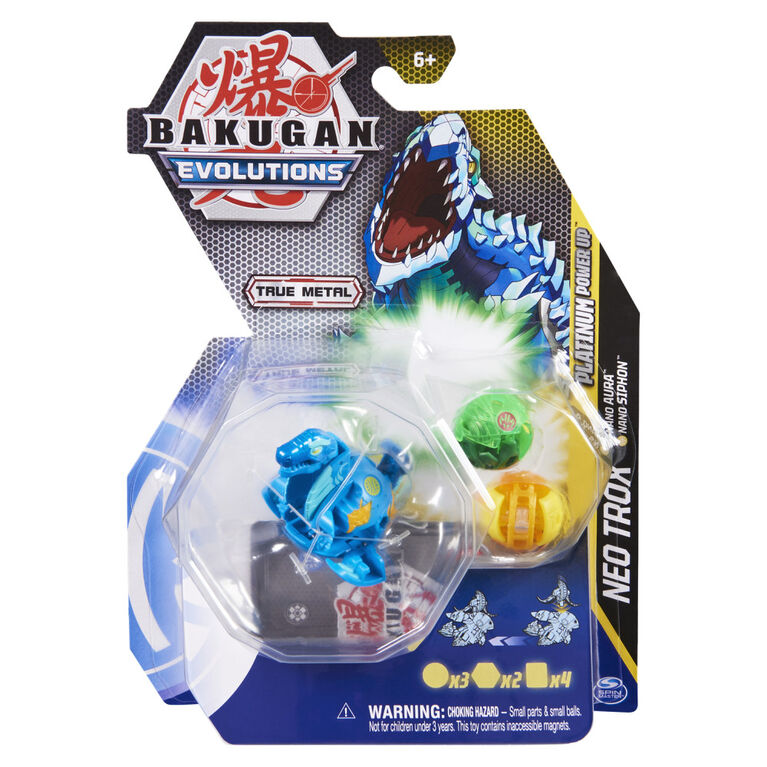Bakugan Evolutions, Neo Trox with Nano Aura and Siphon Platinum Power Up Pack