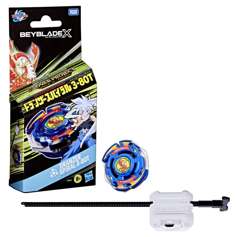 Beyblade X Starter Pack X-Over Project Dranzer Spiral 3-80T, toupie et lanceur