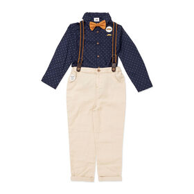 Little Gent Ensemble porte-jarretelles et nœud papillon : bleu marine, 2 ans