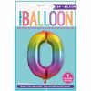 Rainbow Number 0 Shaped Foil Balloon 34"