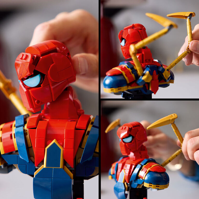 LEGO Marvel Iron Spider-Man Bust Building Kit - Includes Minifigure - Collectible for Adults, 18+ - 76326